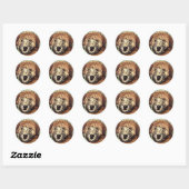 Terrierpuppup met zachte bekleding op wieltjes met ronde sticker (Vel)