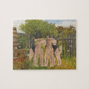 Terriërs op de boerderij legpuzzel