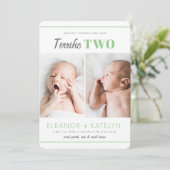 Terrific 2 Twins Birth Announounding Green Kaart (Staand voorkant)