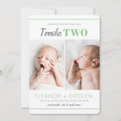 Terrific 2 Twins Birth Announounding Green Kaart (Voorkant)