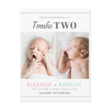 Terrific 2 Twins Birth Announounding Pink Blauwgro