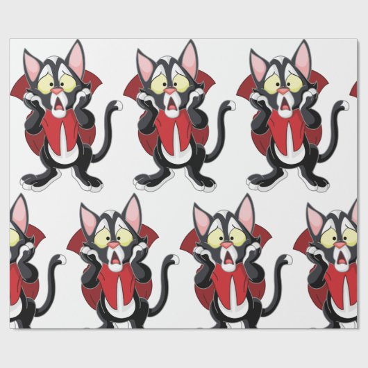 Terrified Vampire Cat Wrapping Paper Cadeaupapier (Vlak)