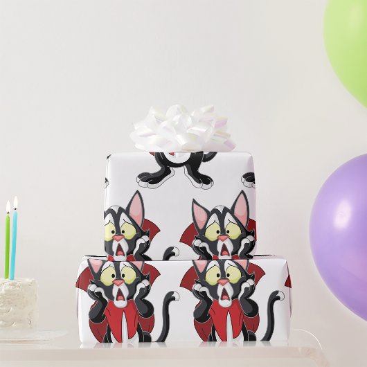 Terrified Vampire Cat Wrapping Paper Cadeaupapier