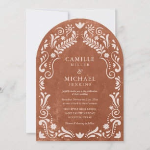 Terrocotta Papel Picado Mexicaanse bruiloft Kaart