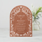 Terrocotta Papel Picado Mexicaanse bruiloft Kaart (Staand voorkant)