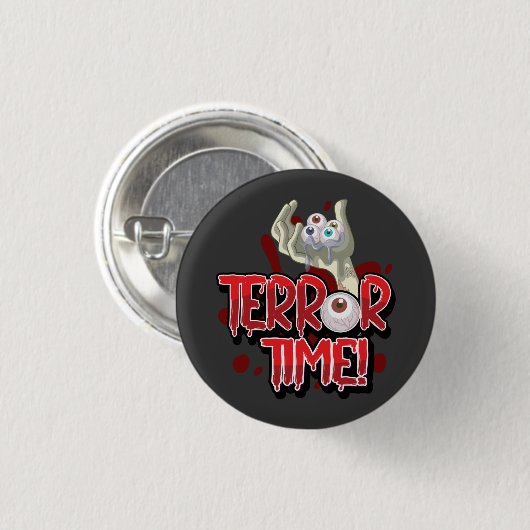 Terror Time Zombie Hand met Eyeballen Ronde Button 3,2 Cm (Voorkant /achterkant)