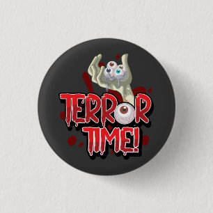 Terror Time Zombie Hand met Eyeballen Ronde Button 3,2 Cm