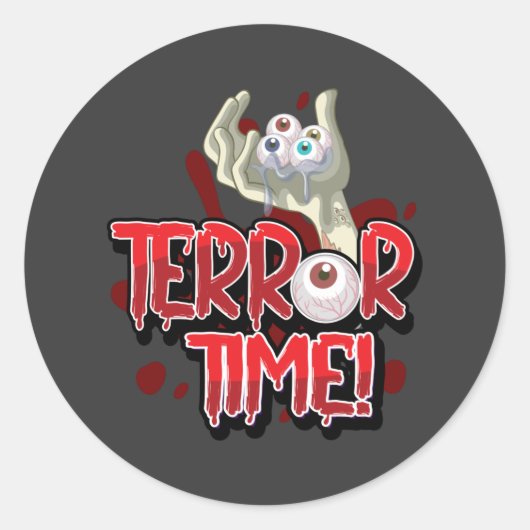 Terror Time Zombie Hand met Eyeballen Ronde Sticker (Voorkant)