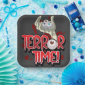 Terror Time Zombie Hand met Eyeballen T-Shirt Papieren Bordje (Feest)