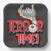 Terror Time Zombie Hand met Eyeballen T-Shirt Papieren Bordje (Voorkant)