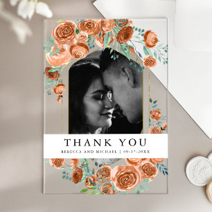 Terroracotta Bloem Foto Bruiloft Bedankt Acryl Uitnodigingen
