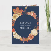 Terroracotta pompoen bloem QR-code Navy bruiloft (Voorkant)