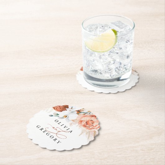 Terrorcotabloemen Pampasgras Elegant Tropisch Kartonnen Onderzetters (Insitu)