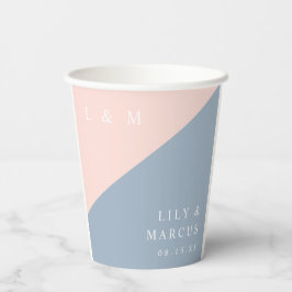 Terrorood Stof Blauw Moderne Elegante Monogram Bru Papieren Bekers