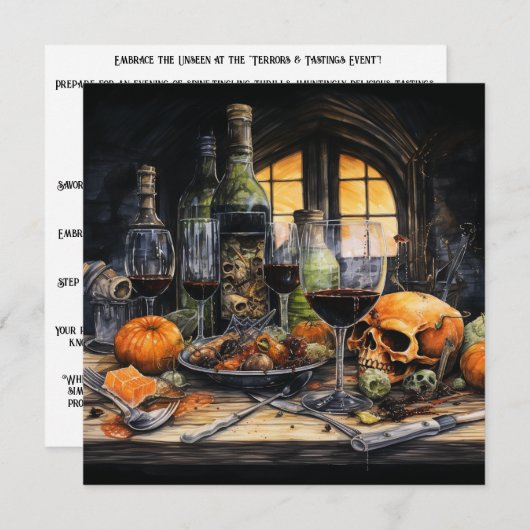 👻🍷 "Terrors & Tastings Event"! Aankondiging👻 Ha Kaart (Voorkant / Achterkant)
