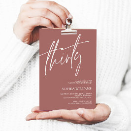 Terrscotta Minimalist 30th Birthday Invitation Kaart