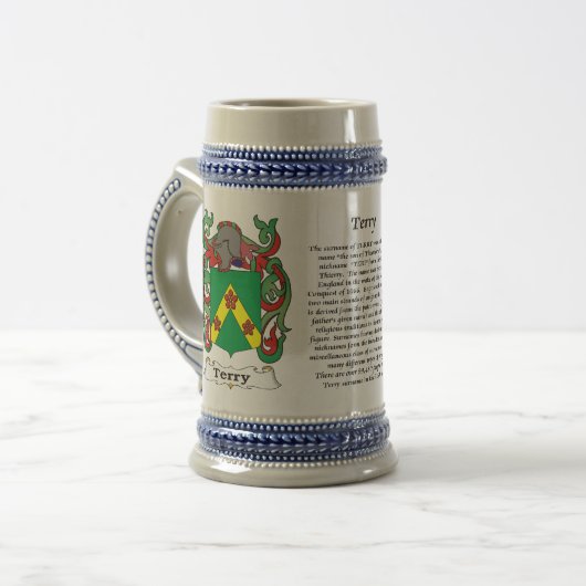 Terry Family Coat of Arms on a Stein Bierpul (Voorkant links)