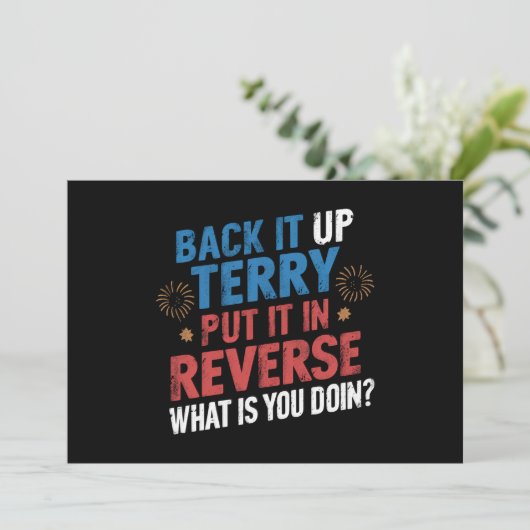 Terry heeft het in omgekeerd vuurwerk gedaan kaart (Staand voorkant)