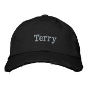 "Terry" mannennaam geborduurd, Geborduurde Pet (Voorkant)