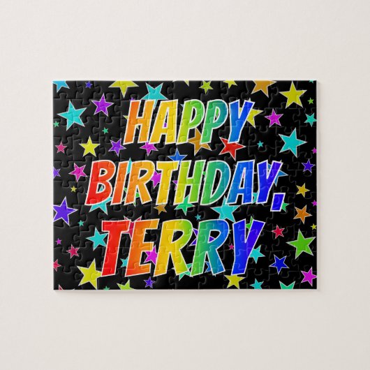 "TERRY" voornaam, geun "HAPPY BIRTHDAY" Legpuzzel (Horizontaal)