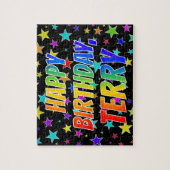 "TERRY" voornaam, geun "HAPPY BIRTHDAY" Legpuzzel (Verticaal)