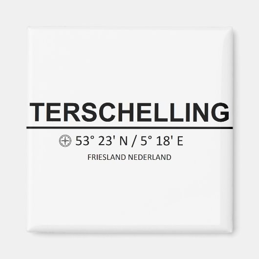 Terschelling Coordinaten - Terschelling Coordinate Magneet (Voorkant)