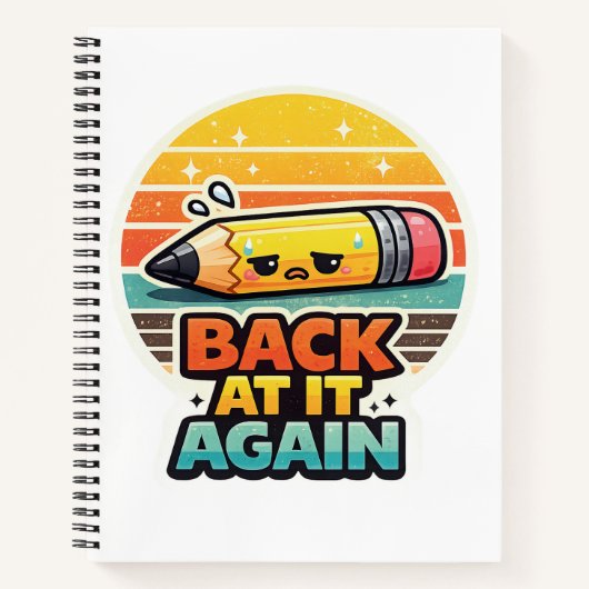 Terug Aan De Gang Grappig Potlood School Ontwerp Notitieboek (Voorkant)