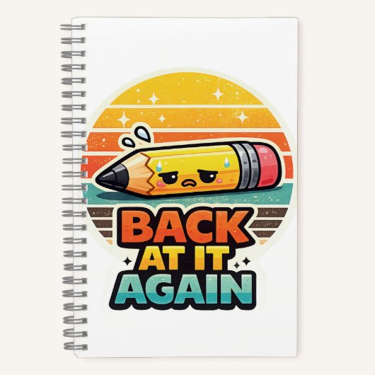 Terug Aan De Gang Grappige Potlood School Ontwerp Notitieboek (Voorkant)