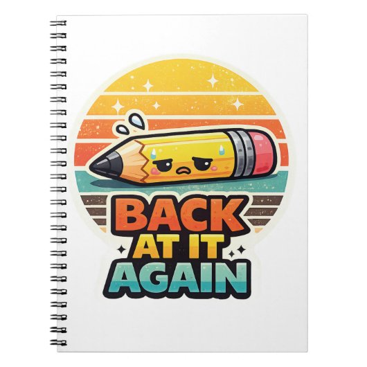Terug Aan Het Werk Grappig Potlood School Ontwerp Notitieboek (Voorkant)