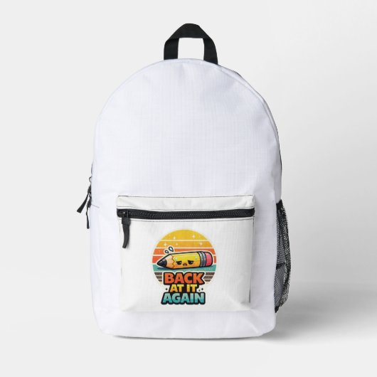 Terug Aan Het Werk Grappige Potlood School Ontwerp Bedrukte Rugzak (Voorkant)