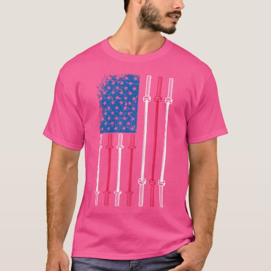 Terug Afdrukken Gym Patriottische Amerikaanse Vlag T-shirt (Voorkant)