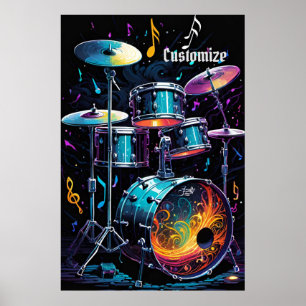 Terug Beat Drum Set Poster