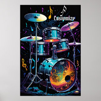 Terug Beat Drum Set Poster