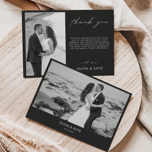 Terug bruiloft dank je wel kaart