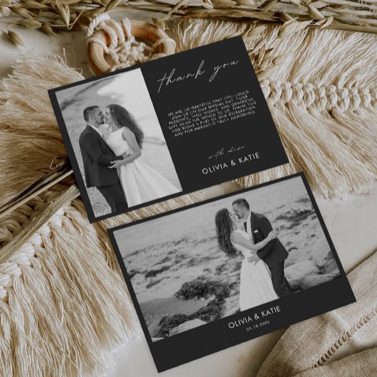 Terug bruiloft dank je wel kaart