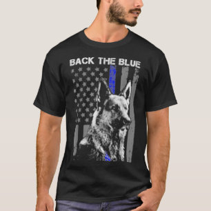 Terug de blauwe dun blauwe lijnvlag K9 Duitse scha T-shirt