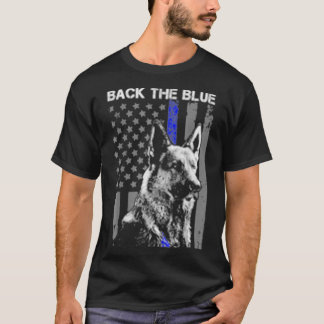 Terug de blauwe dun blauwe lijnvlag K9 Duitse scha T-shirt