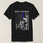 Terug de blauwe dun blauwe lijnvlag K9 Duitse scha T-shirt (Design voorkant)