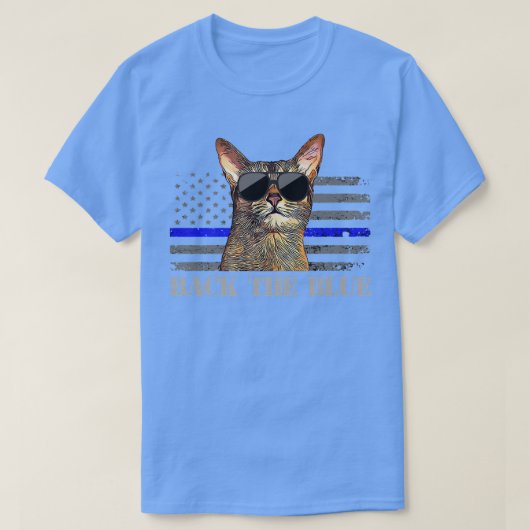Terug de blauwe politiekat Thin Blue Line American T-shirt (Design voorkant)