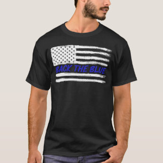 Terug De Blauwe Vlag van de VS voor Unisex Politie T-shirt