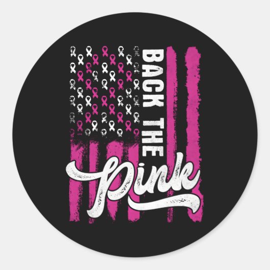 Terug De K Borst Cancer Awareness USA Flag S Ronde Sticker (Voorkant)