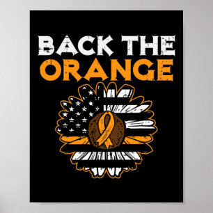 Terug De Oranje Zonnebloem US Flag Leukemia Awaren Poster