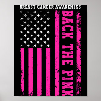 Terug De Roze Amerikaanse Vlag Borstkanker Poster