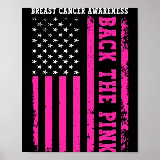 Terug De Roze Amerikaanse Vlag Borstkanker Poster (Voorkant)