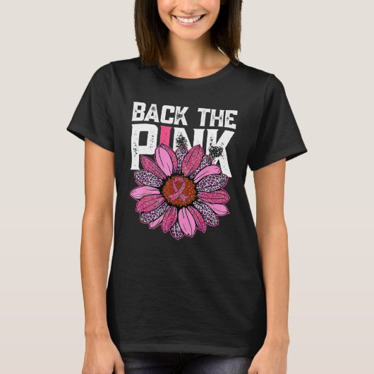 Terug de Roze Zonnebloem Borstkanker T-shirt (Voorkant)