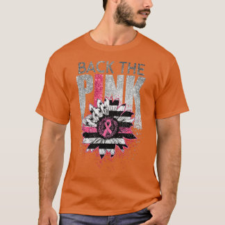 Terug de roze zonnebloem vlag Borstkanker T-shirt