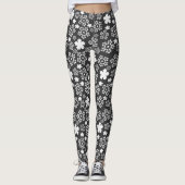 Terug en witte ster en sneeuwvlokken Winterpatroon Leggings (Voorkant)