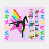 TERUG FLIPPING GYMNASTIEK MEISJE REGENBOOG ONTWERP FLEECE DEKEN (Voorkant (Horizontaal))