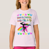 TERUG FLIPPING GYMNASTIEK MEISJE REGENBOOG ONTWERP T-SHIRT (Voorkant)