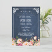 (Terug) Floral Chalkboard DIY Huwelijksprogramma F Programmakaart (Staand voorkant)